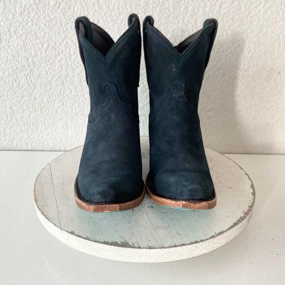 Lane EMMA JANE Womens Cowboy Bootie 7.5 Blue Suede Western Cowgirl Ankle Boots - Picture 5 of 11